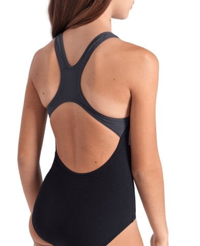 GIRL'S ARENA LOGO KIKKO SWIMSUIT SWIM PRO/BLACK-ASPHALT-WHITE MULTI KIZ ÇOCUK MAYOSU