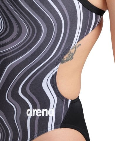 WOMEN'S SWIMSUIT CHALLENGE BACK MARBLED KADIN YÜZÜCÜ MAYOSU / BLACK