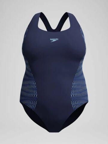 Women's Plus Size Medalist Placement Swimsuit Navy Büyük Beden Kadın Mayosu