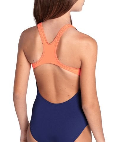 GIRL'S ARENA REFLECTING SWIMSUIT SWIM PRO/NAVY-BRIGHT CORAL KIZ ÇOCUK MAYOSU