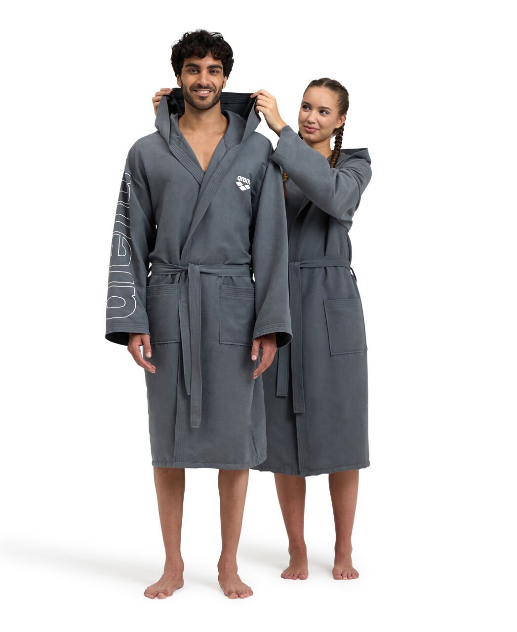 ZEAL PLUS  MICROFIBER YÜZÜCÜ BORNOZU  / GREY-WHITE