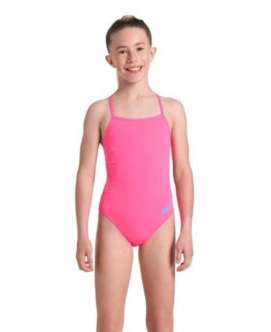 GIRLS TEAM SWIMSUIT CHALLANGE BACK SOLID/BRIGHT PINK KIZ ÇOCUK MAYOSU