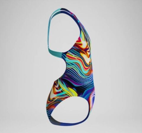 Girls' Digital Printed Powerback Swimsuit Blue/Pur