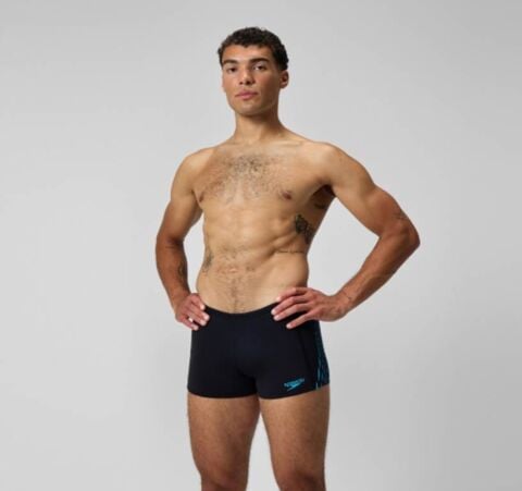 Speedo Men's Tech Panel Aquashort Black/Blue erkek şort mayo