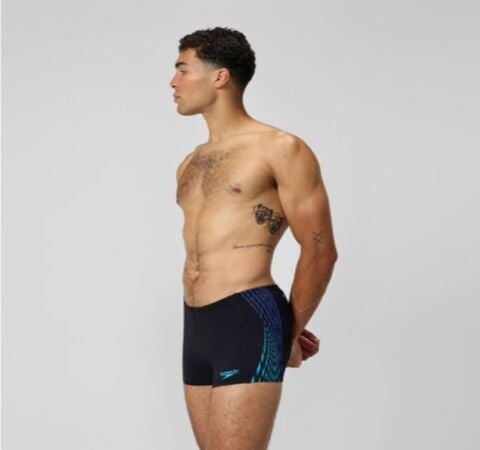 Speedo Men's Tech Panel Aquashort Black/Blue erkek şort mayo