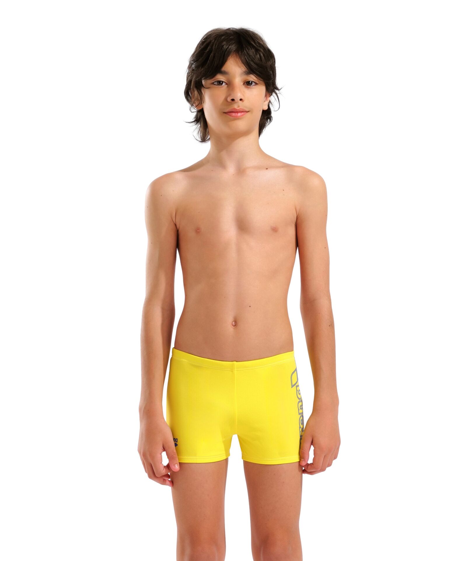 BOYS ARENA LOGO SWIM SHORT YELLOW STAR-NEON BLUE