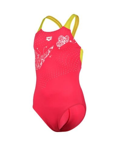 GIRL'S ARENA BUTTERFLY SWIMSUIT V BACK/ FREAK ROSE-SOFT GREEN KIZ ÇOCUK MAYOSU