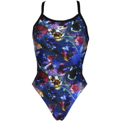 W SWIMSUIT CHALLENGE BACK ALLOVER  KADIN YÜZÜCÜ MAYOSU / BLACK-MULTI