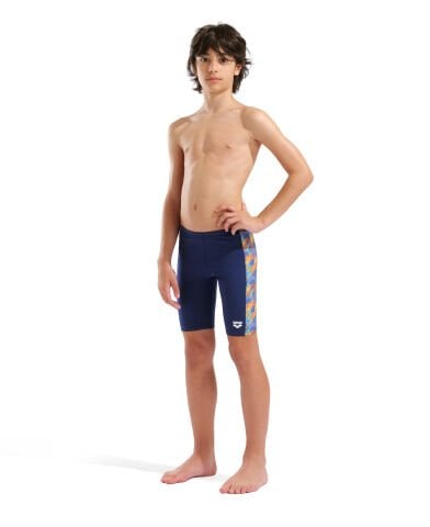 B ARENA DRAFT SWIM JAMMER NAVY-ORANGE MULTI