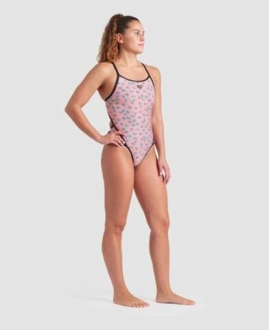 WOMEN'S ARENA DICES SWIMSUIT SUPER FLY BACK/PINK MULTI-BLACK FUNNY PRINTS ÖZEL KOLEKSİYON KADIN MAYOSU