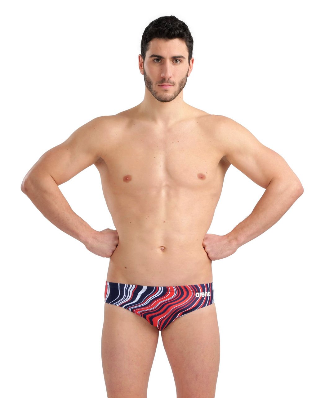 MEN'S SWIM BRIEFS MARBLED ERKEK YÜZÜCÜ MAYOSU / NAVY-RED MULTI
