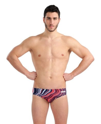 MEN'S SWIM BRIEFS MARBLED ERKEK YÜZÜCÜ MAYOSU / NAVY-RED MULTI