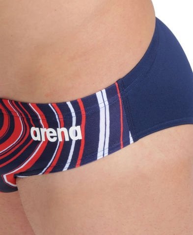 MEN'S SWIM BRIEFS MARBLED ERKEK YÜZÜCÜ MAYOSU / NAVY-RED MULTI