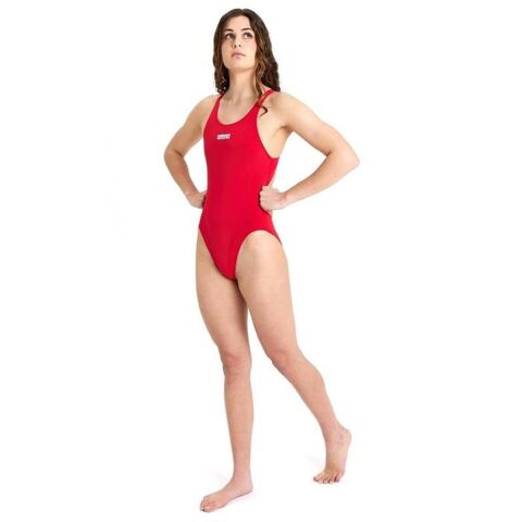 W SOLID SWIM TECH HIGH KADIN YÜZÜCÜ MAYOSU/RED-WHITE