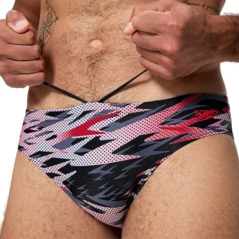 Men's Hyperboom Printed 3'' Brief Black/Red Erkek Mayosu