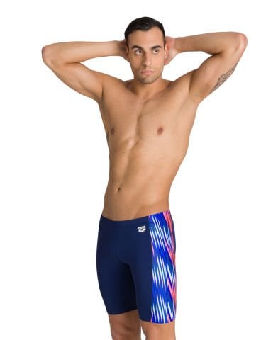 M SPEED STRIPES JAMMER ERKEK YÜZÜCÜ MAYOSU/NAVY-MULTI RED