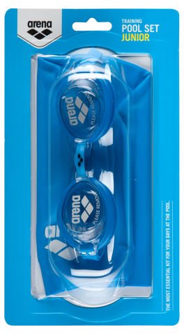ARENA POOL JR SET/BLUE-CLEAR-BLUE-WHITE Unisex Mav; Yüzücü Bone & Gözlük Seti