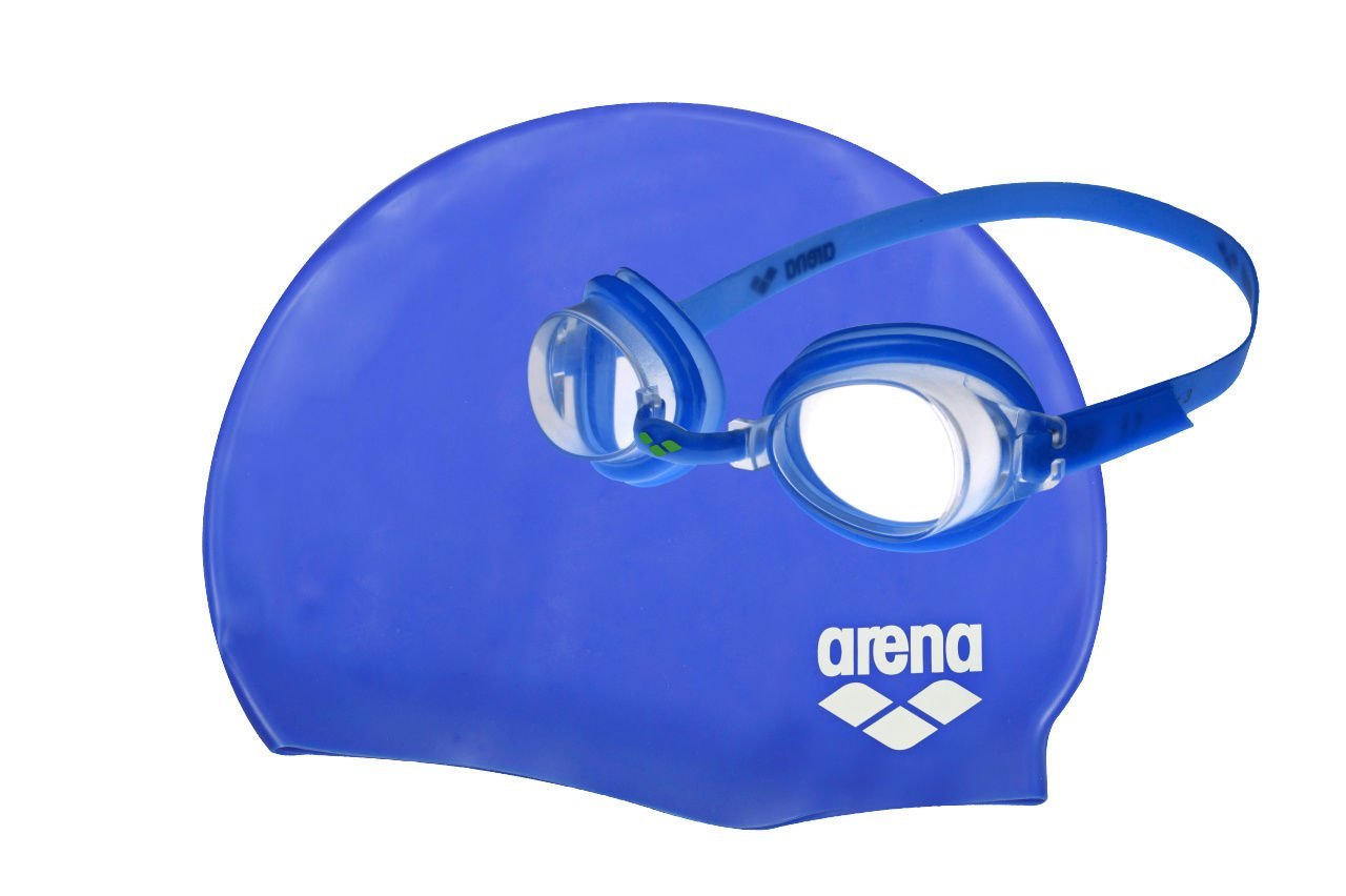 ARENA POOL JR SET/BLUE-CLEAR-BLUE-WHITE Unisex Mav; Yüzücü Bone & Gözlük Seti