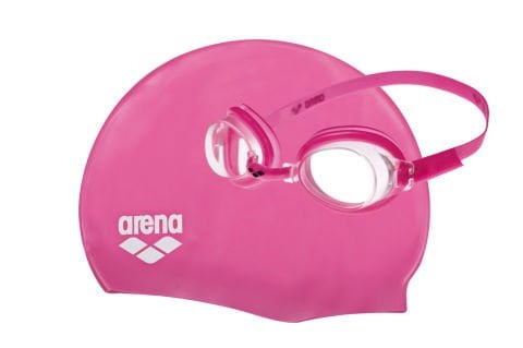 ARENA POOL JR SET/FUSCHIA-CLEAR-FUSCHIA-WHITE Unisex Pembe Yüzücü Bone & Gözlük Seti
