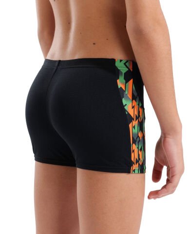 B ARENA PRINT SWIM SHORT BLACK ORANGE