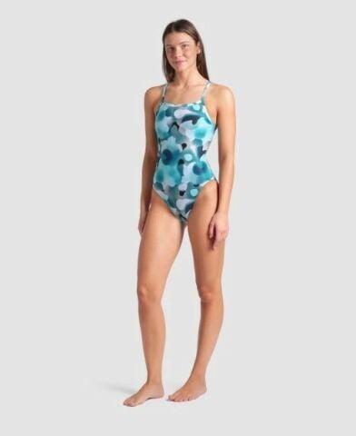 WOMEN'S ARENA CAMOUFLAGE SWIMSUIT CHALLENGE BACK/WATER MULTI KADIN MAYOSU