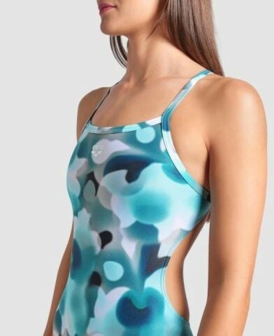 WOMEN'S ARENA CAMOUFLAGE SWIMSUIT CHALLENGE BACK/WATER MULTI KADIN MAYOSU