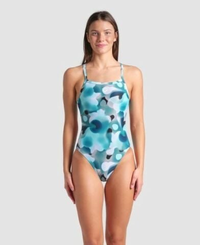 WOMEN'S ARENA CAMOUFLAGE SWIMSUIT CHALLENGE BACK/WATER MULTI KADIN MAYOSU