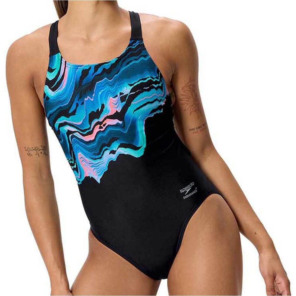 Women's Club Training Printed Leaderback Swimsuit Kadın Mayosu