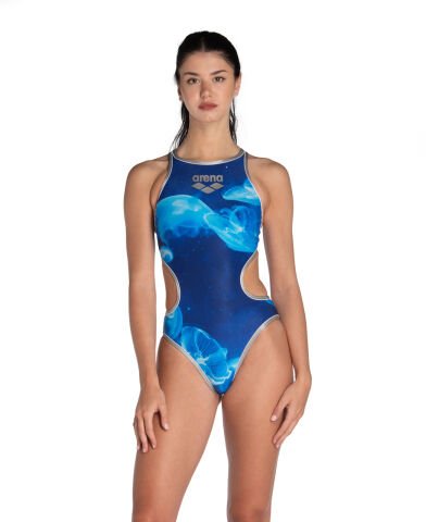 WOMEN'S ARENA ONE FLOATING TECH BACK KADIN YÜZÜCÜ MAYOSU   / SILVER-WHITE-NAVY MULTI