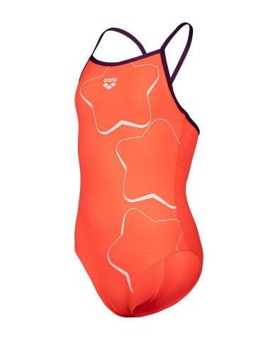 GIRLS ARENA STAR GRAPHIC LIGHTDROP/BRIGHT CORAL-PLUM KIZ ÇOCUK MAYOSU