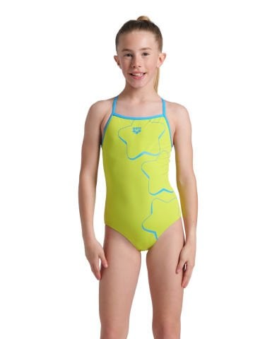 GIRLS ARENA STAR GRAPHIC LIGHTDROP BACK/SOFT GREEN-TURQUOISE LIZ ÇOCUK MAYOSU
