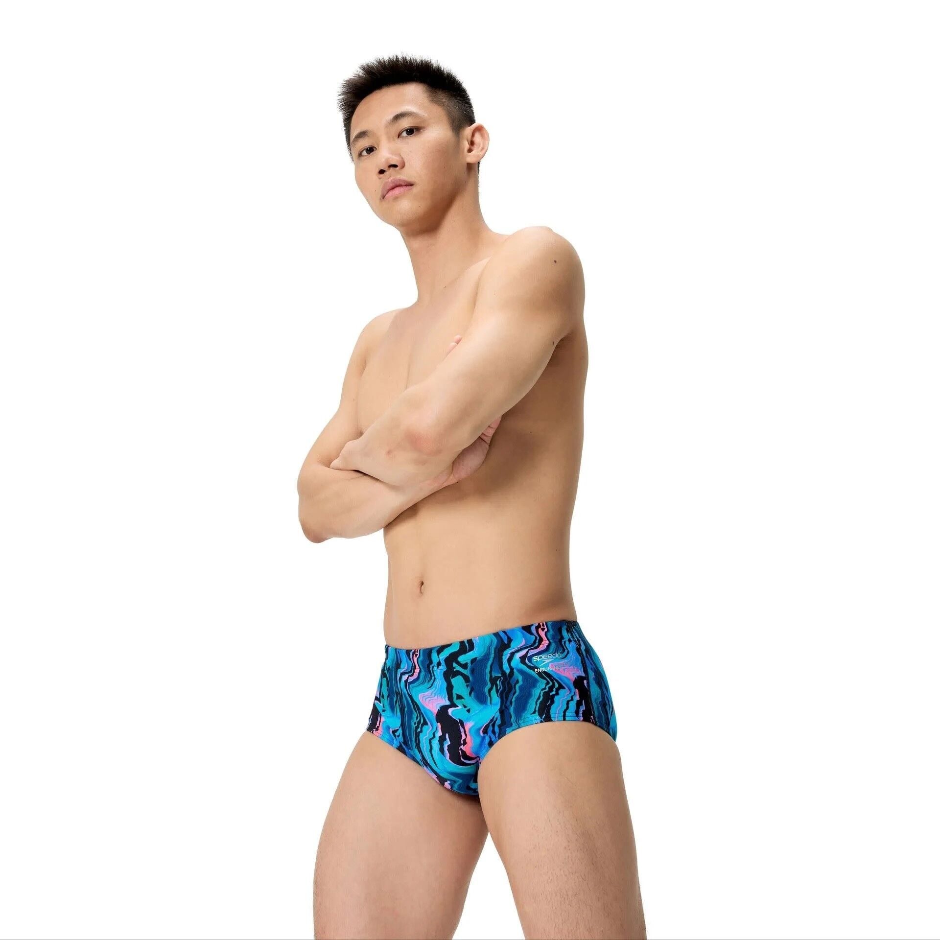 Men's Club Training Printed 13.5 cm Brief Blue/Black Erkek Slip Mayo