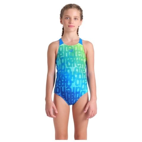 GIRL'S ARENA MULTI COLOURS SWIMSUIT V BACK/BLUE RIVER MULTI BLUE RIVER KIZ ÇOCUK MAYOSU