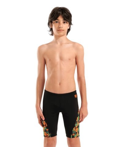 B ARENA PRINT SWIM JAMMER BLACK ORANGE MULTI