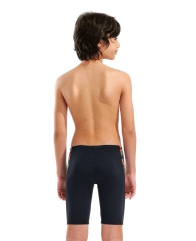 B ARENA PRINT SWIM JAMMER BLACK ORANGE MULTI