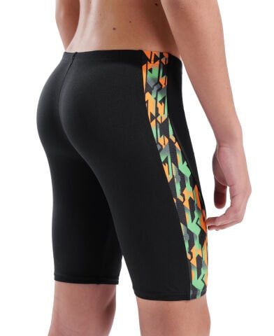 B ARENA PRINT SWIM JAMMER BLACK ORANGE MULTI