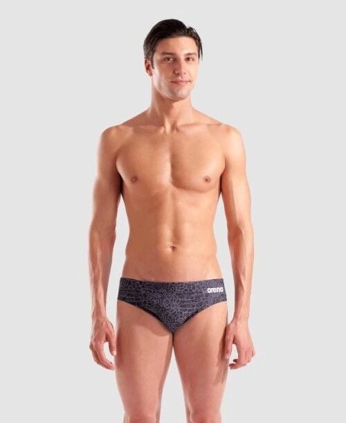 MEN'S ARENA SNAKESKIN SWIM BRIEFS/TEAM BLACK
