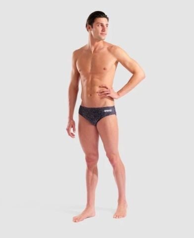 MEN'S ARENA SNAKESKIN SWIM BRIEFS/TEAM BLACK