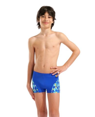 B ARENA PRINT SWIM SHORT NEON BLUE YELLOW MULTI erkek çocuk mayosu
