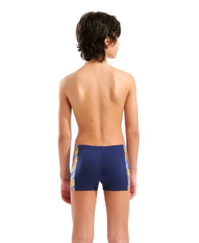 B ARENA DRAFT SWIM SHORT NAVY ORANGE MULTI