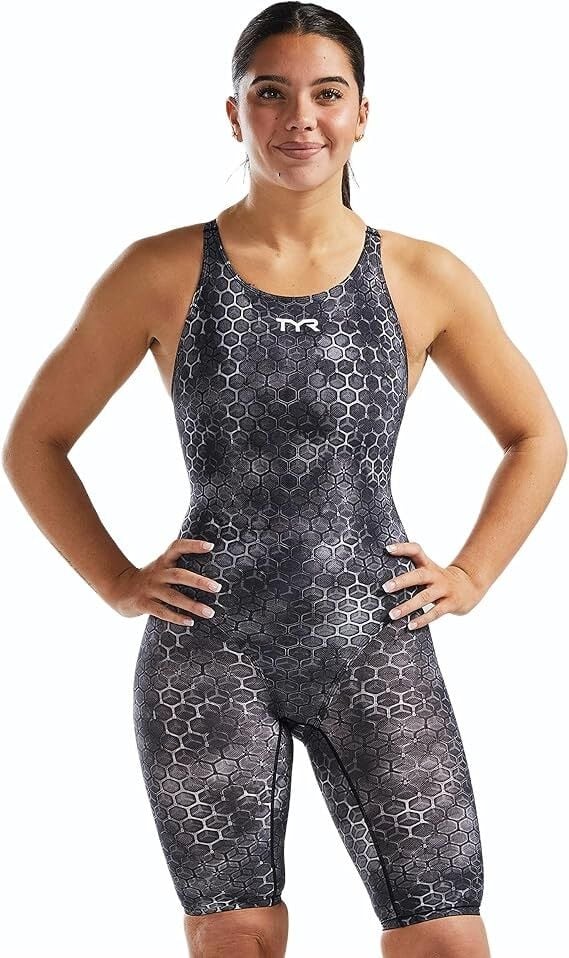 TYR WOMENS AVICTOR 2.0 SUPERNOVA BLACK-GREY kadın yarış mayosu