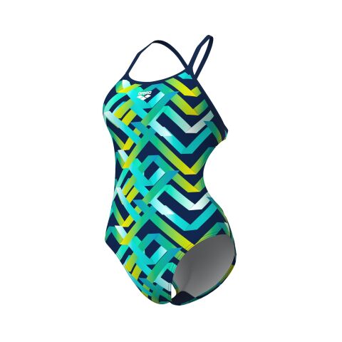W Arena Texture Swimsuit Tie Back Multi Navy