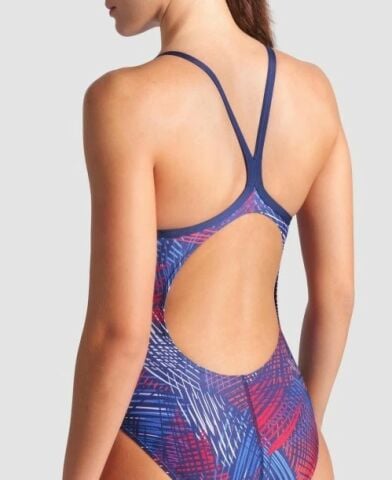 WOMEN'S ARENA TEAM ENERGY SWIMSUIT LIGHTDROP BACK/NAVY-TEAM REDWHITEBLUE KADIN MAYOSU