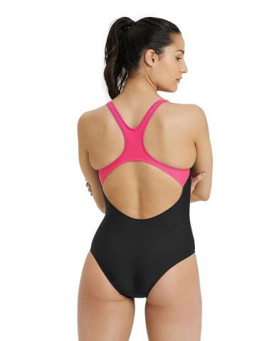 W SWIMSUIT SWIM PRO BACK GRAPHIC KADIN YÜZÜCÜ MAYOSU/BLACK-FREAK ROSE