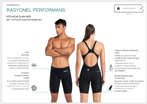 POWERSKIN IMPULSO JAMMER JR / BLACK-TEAL ERKEK ÇOCUK YARIŞ MAYOSU