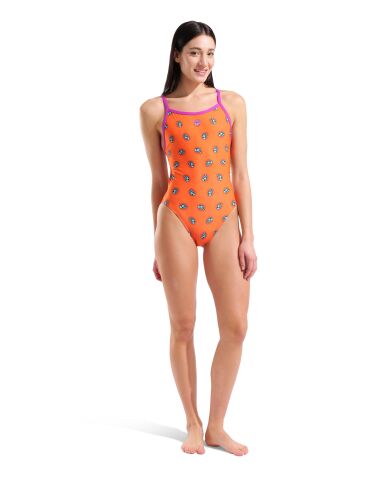 W ARENA YEE-HA SWIMSUIT XCRISS CROSS ORANGE MULTI-VERY FUCHSIA
