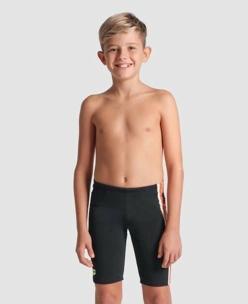 BOY'S ARENA PALETTE SWIM JAMMER/BLACK-CALYPSO CORAL MULTI ERKEK ÇOCUK MAYOSU