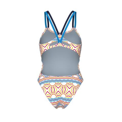 W ARENA SUN SWIMSUIT LACE PLUS BACK WHITE MULTI-NAVY-TURQUOISE