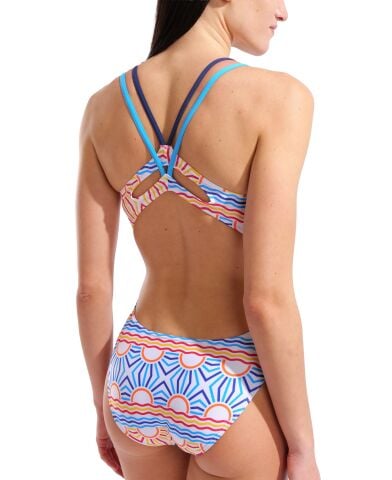 W ARENA SUN SWIMSUIT LACE PLUS BACK WHITE MULTI-NAVY-TURQUOISE