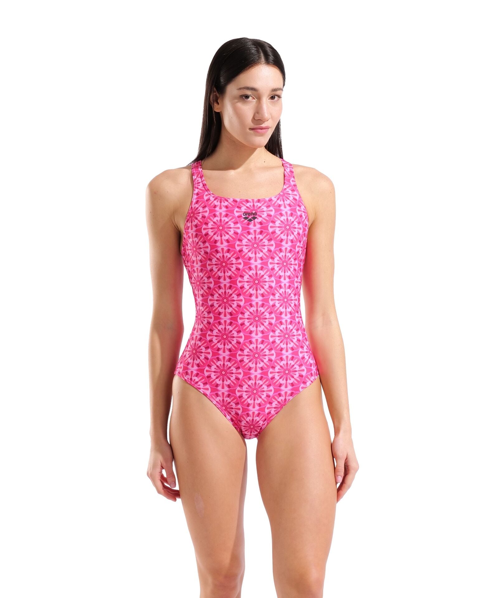 W ARENA FLORAL SWIMSUIT SWIM PRO BACK PINK Kadın Mayosu